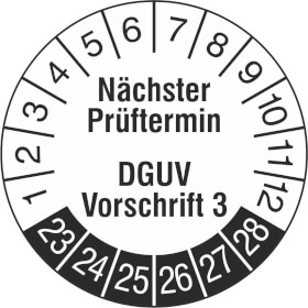 Prfplakette Nchster Prftermin DGUV Vorschrift 3