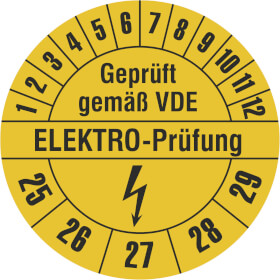 Prüfplakette Geprüft gemäß VDE - ELEKTRO PRÜFUNG