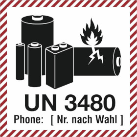 Verpackungsetikett UN 3480 für Lithium - Ionen - Batterien