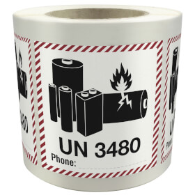 Verpackungsetikett UN 3480 für Lithium-Ionen-Batterien