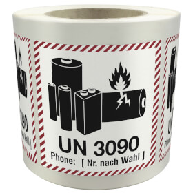 Verpackungsetikett UN 3090 für Lithium-Metall-Batterien