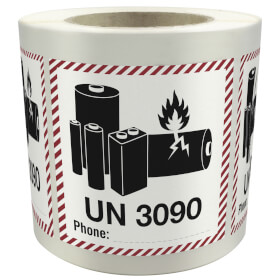 Verpackungsetikett UN 3090 für Lithium-Metall-Batterien
