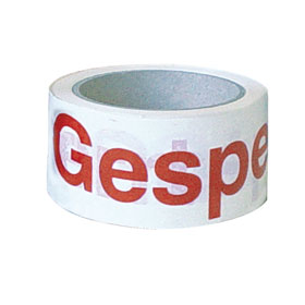 Klebebänder zur Qualitätssicherung Text: Gesperrt weiß / rot, 5, 0 cm breit,  66 m auf Rolle