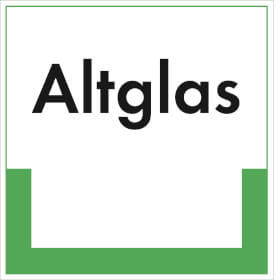 Abfallkennzeichnung - Textschild Altglas