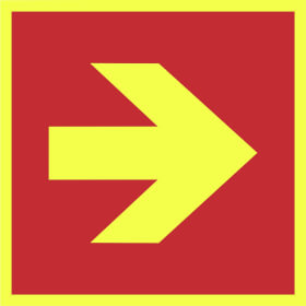 Brandschutzschild PLUS - tagesfluoreszierend / langnachleuchtend Richtungsangabe rechts / links