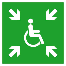 Fluchtwegschild - langnachleuchtend Vorläufige Evakuierungsstelle