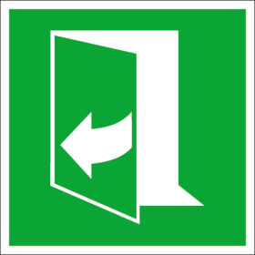 Fluchtwegschild - langnachleuchtend Tür öffnet durch Ziehen auf der rechten Seite