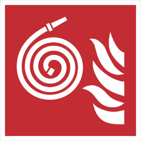 Brandschutzschild - langnachleuchtend Löschschlauch,  nicht angeschlossen
