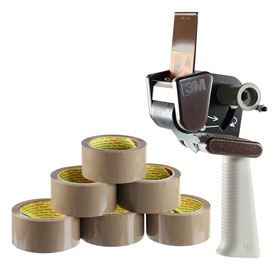 3M Scotch® Handabroller H - 150 Set inkl. 6 Rollen Scotch® Verpackungsklebeband 305, braun, 