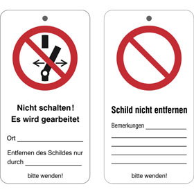 Wartungsanhänger mit Sicherheitszeichen Nicht schalten! Es wird gearbeitet