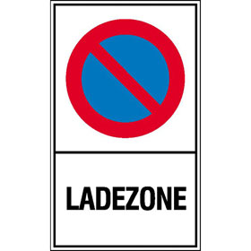 Haltverbotsschild Symbol: Eingeschränktes Haltverbot, Text:  Ladezone