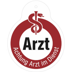Parkausweis - Anhänger Achtung Arzt im Dienst, weiß / rot / schwarz