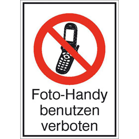 Verbots - Kombischild Foto - Handy benutzen verboten