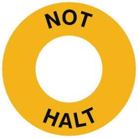 Maschinenkennzeichnung - Not Halt  -  gelb / schwarz,  Text:  Not Halt