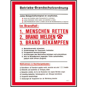 Aushang - Brandschutz Betriebs - Brandschutzordnung