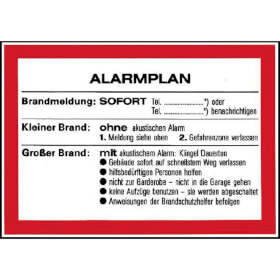 Aushang Alarmplan für Brandmeldung