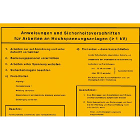 Aushang - Elektrotechnik Anweisungen und Sicherheitsvorschriften fr Arbeiten an Hochspannungsanlagen