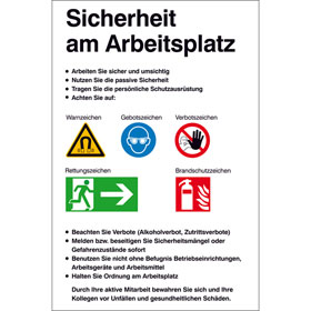 Sicherheitsaushang Sicherheit am Arbeitsplatz