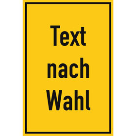 Kunststoffschild, mit Text nach Wahl Grundfarbe gelb, Schrift schwarz, 