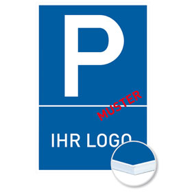 Individuell gefertigtes Parkplatzschild PVC - Hartschaumplatte 3, 0 mm wei, Ecken spitz, ohne Bohrung