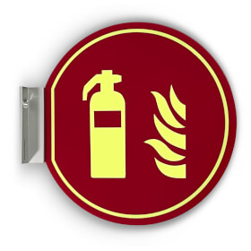 Fahnenschild Brandschutzschild PLUS langnachleuchtend aus Acrylglas rot Feuerlöscher