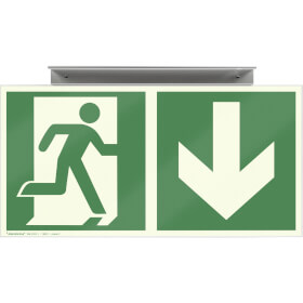 Fluchtwegschild zur Deckenmontage zur einseitigen Fluchtwegkenneichnung abwärts