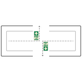 Fahnenschild Fluchtwege langnachleuchtend Notausgang links mit Zusatzzeichen