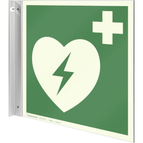 Fahnenschild Erste Hilfe langnachleuchtend Defibrillator