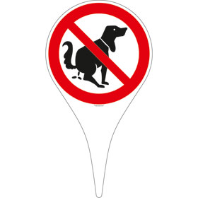 Erdspieß mit Verbotsschild Hier kein Hundeklo