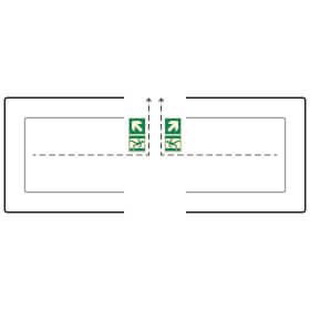Fahnenschild Fluchtwege langnachleuchtend Notausgang links/rechts abwärts mit Zusatzzeichen