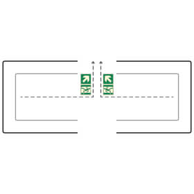 Fahnenschild Fluchtwege langnachleuchtend Notausgang links/rechts aufwärts mit Zusatzzeichen