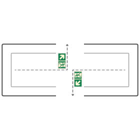 Fahnenschild Fluchtwege langnachleuchtend Notausgang links aufwrts mit Zusatzzeichen