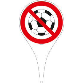 Erdspieß mit Verbotsschild Ballspielen verboten