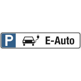 Parkplatzschild Symbol: P, E - Auto