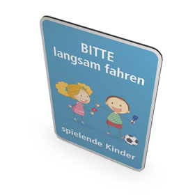 Hinweisschild fr Gewerbe und Privat Bitte langsam fahren - Spielende Kinder