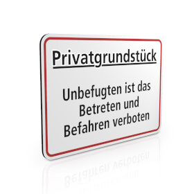 ALU oder PVC-Schild Betreten u Keine Haftung Befahren verboten Privatweg 