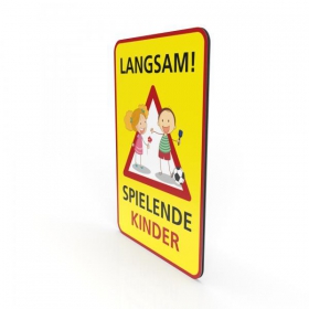 Hinweisschild fr Gewerbe und Privat LANGSAM ! - Spielende Kinder