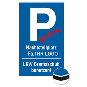 Individuell gefertigtes Parkplatzschild Aluminium - Verbundplatte 2, 0 mm wei, Ecken rund, ohne Bohrung