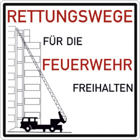 Hinweisschild fr Feuerwehrzufahrten Rettungswege fr die Feuerwehr freihalten