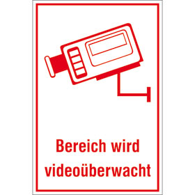 Video Infozeichen für die betriebliche Praxis Bereich wird videoüberwacht