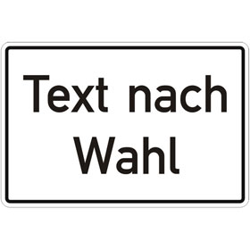 Aluminiumschild, mit Text nach Wahl Grundfarbe wei, Schrift schwarz, Ecken rund,