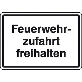 Hinweisschild fr Feuerwehrzufahrten Feuerwehrzufahrt freihalten