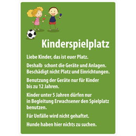 Spielplatzschild Kinderspielplatz - mit Infotext