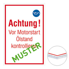 Individuell gefertigtes Hinweisschild Aluminium 2, 0 mm weiß, Ecken spitz, ohne Bohrung