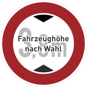 Verkehrsschild nach StVO - Nr. 265 Verbot für Fahrzeuge über bestimmter Höhe