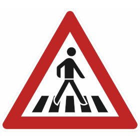 Verkehrsschild Fußgängerüberweg Aufstellung links VZ: 101 - 21