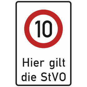 Verkehrsschild Hier Gilt Die Stvo 10 Km H Direkt Beim Hersteller Kaufen