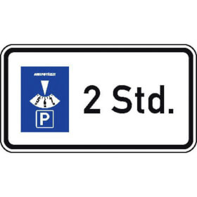 Zusatzzeichen nach StVO - Nr. 1040 - 32 Parkdauer 2 Std.