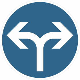 Verkehrsschild nach StVO - Nr. 209 - 31 Vorgeschriebene Fahrtrichtung links und rechts