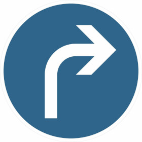 Verkehrsschild nach StVO - Nr. 209 - 20 Vorgeschriebene Fahrtrichtung rechts